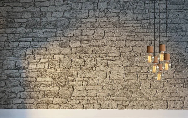 Яркий Пустой Дизайн Интерьера Каменная Стена Иллюстрация — стоковое фото