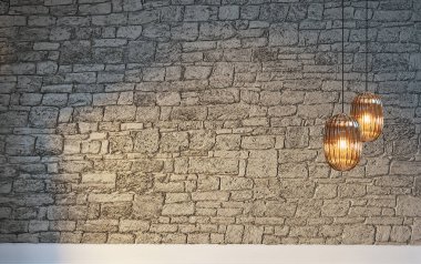 Boş ev iç tasarımı ve lamba. 3B illüstrasyon