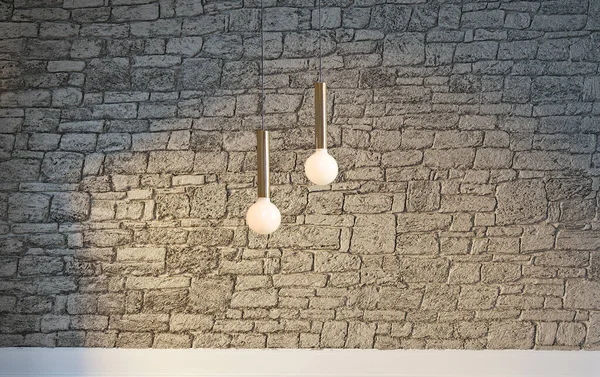 Parlak iç mekan ve lamba. 3B illüstrasyon