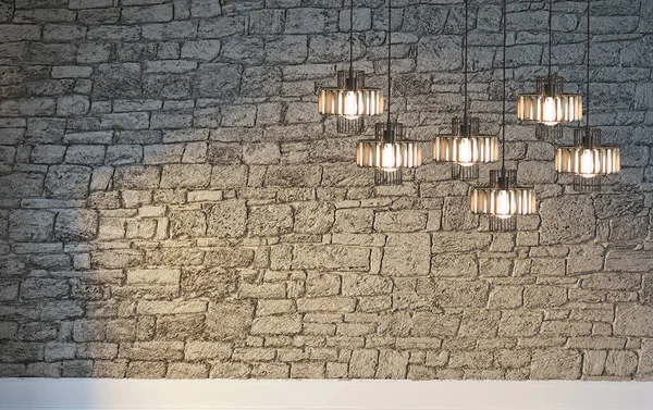 Boş ev iç tasarımı ve lamba. 3B illüstrasyon