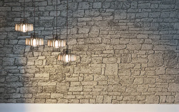 Boş ev iç tasarımı ve lamba. 3B illüstrasyon