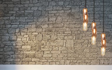 Modern parlak iç mekan. 3B illüstrasyon