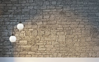 Modern parlak iç mekan. 3B illüstrasyon