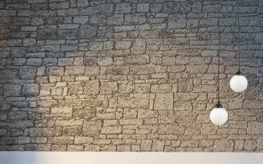 Modern parlak iç mekan. 3B illüstrasyon