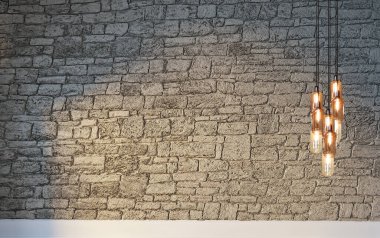 Modern parlak iç mekan. 3B illüstrasyon