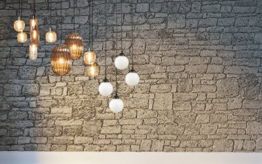 Modern parlak iç mekan. 3B illüstrasyon