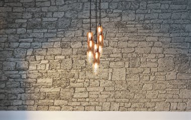 Modern parlak iç mekan. 3B illüstrasyon