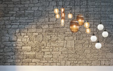 Modern parlak iç mekan. 3B illüstrasyon