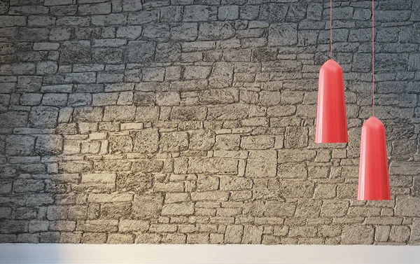 Mur Pierre Brique Design Intérieur Lampe Moderne Pour Maison Bureau — Photo