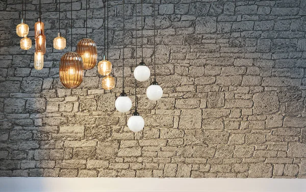 Modern parlak iç mekan. 3B illüstrasyon