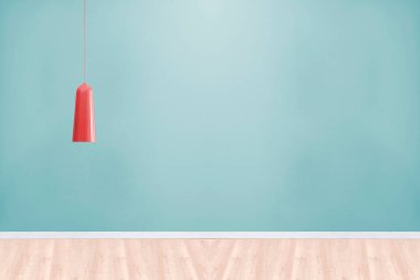 İç dekorasyon ahşap zemin, taş duvar konsepti. Ev, ofis ve otel için dekoratif arka plan. 3B illüstrasyon