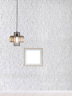 Parlak taş duvar iç tasarım ve modern lamba