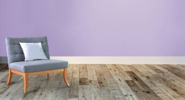 Parlak boş iç tasarım, taş duvar. 3B illüstrasyon