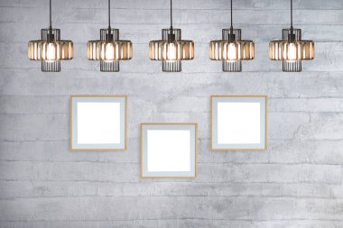 Parlak taş duvar iç tasarım ve modern lamba