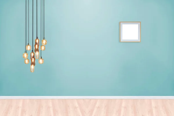 Diseño Interior Vacío Con Suelo Madera Pared Piedra Decorativa Ilustración — Foto de Stock