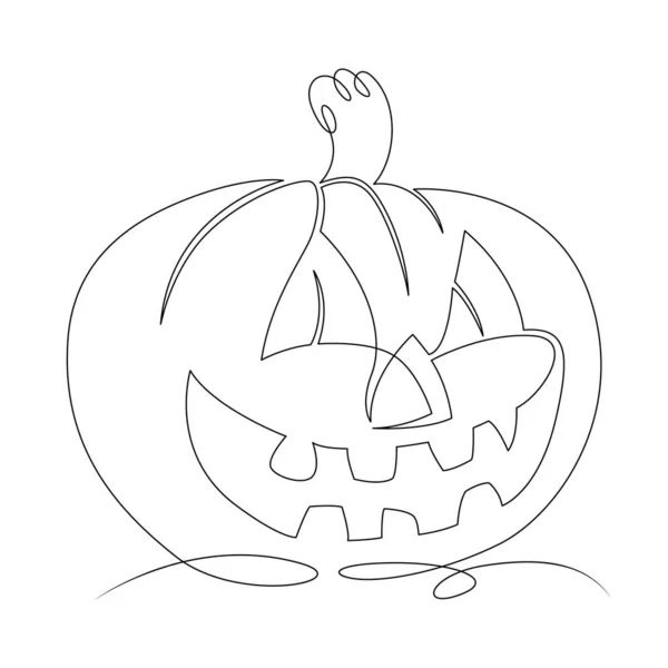 One Continuous Line Pumpkin Jack Smile Face Halloween One Continuous — Stock Photo, Image