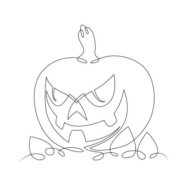 Uma Linha Contínua Pumpkin Jack Com Rosto Sorridente Para Halloween — Fotografia de Stock