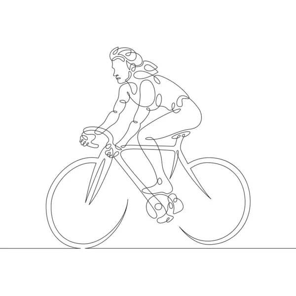 Una Línea Continua Mujer Joven Monta Bicicleta Paseo Bicicleta Una —  Fotos de Stock