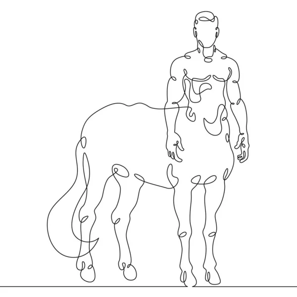 Mythical centaur.One continuous line.One continuous drawing line logo isolated minimal illustration.Male character centaur.