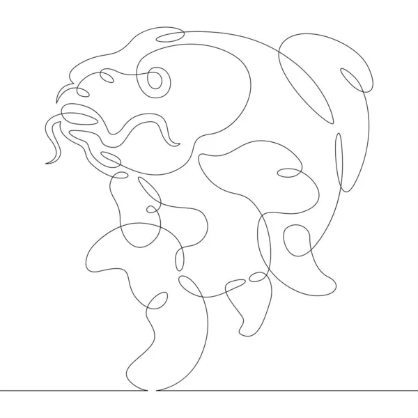 Jedna Ciągła Linia Pływające Logo Profilu Rybiego Silhouette Karp Kontur — Zdjęcie stockowe