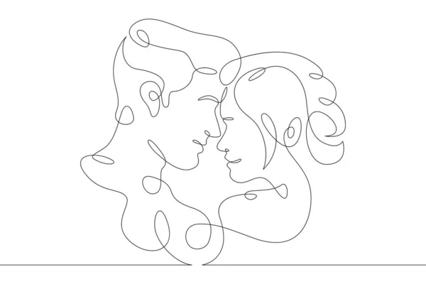 One Continuous Line Kissing Couple Kiss Two Lovers Hugs Lovers — Stock Photo, Image