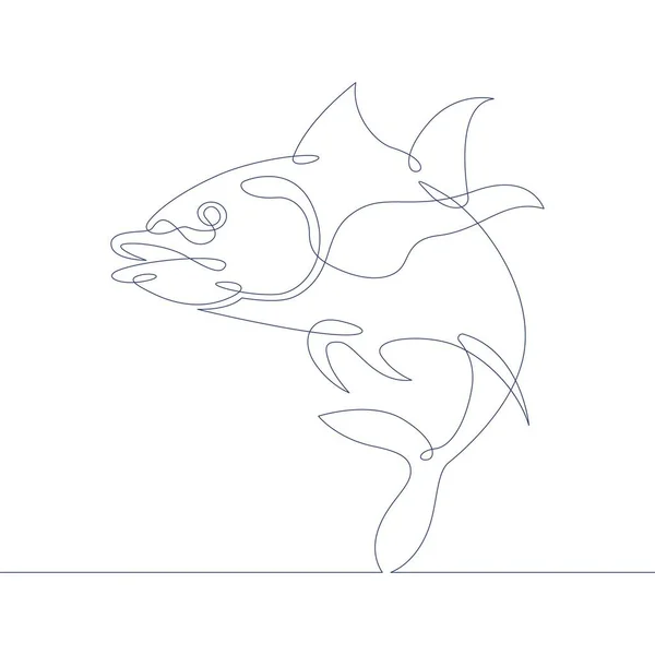 Kontinuerlig Linje Simning Tonfisk Kontursiluett Fisk Kontinuerlig Ritning Linje Logotyp — Stockfoto