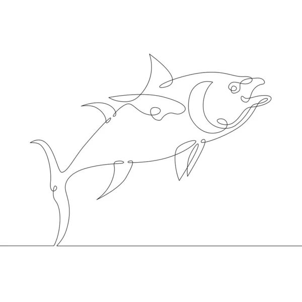 One Continuous Line Swimming Tuna Contour Silhouette Fish One Continuous — Stock Photo, Image