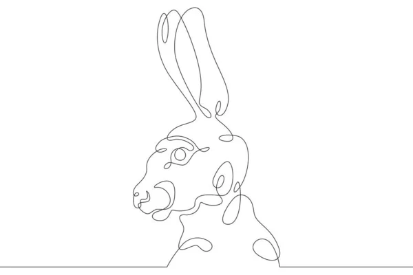 Eine Durchgehende Linie Hasengesicht Logo Wildes Tier Kaninchenkopfprofil Eine Durchgehende — Stockfoto