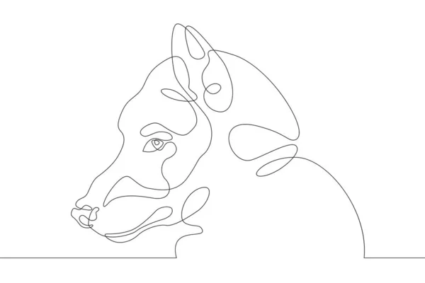 Satu Berkesinambungan Line Wolf Logo Wajah Hewan Liar Kepala Profil — Stok Foto