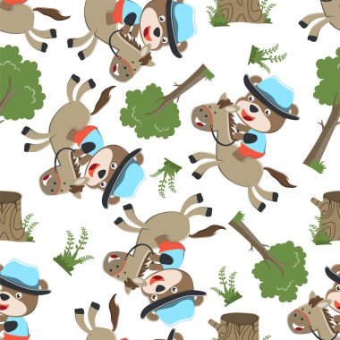 Kahverengi ata binen kovboyun kusursuz deseni. Çocuklar için T-Shirt Tasarımı. Çocuklar için tasarım ögeleri.