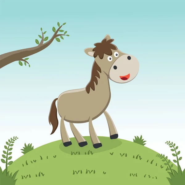 Ilustração Vetorial Cavalo Baía Desenhos Animados Plana Isolado Fundo Branco — Vetor de Stock