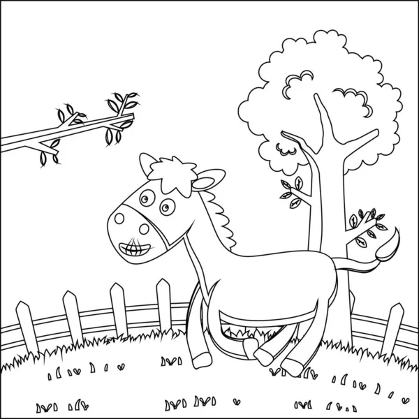 Illustratie Vector Van Platte Cartoon Bay Paard Geïsoleerd Witte Achtergrond — Stockvector