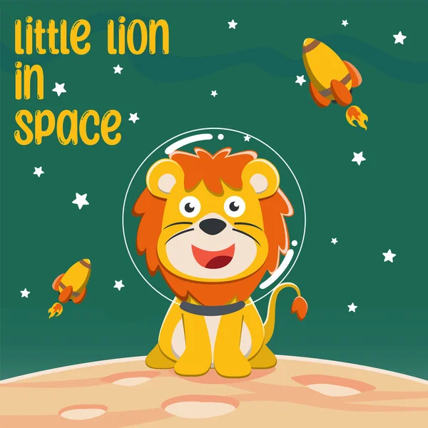 Kızıl Gezegeni keşfeden sevimli bir aslan astronot. Yaşamın izlerini arama görevi. Kumaş, tekstil, çocuk odası duvar kâğıdı ve poster için yaratıcı çocuksu bir arka plan. ve diğer dekorasyon.