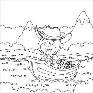 Çizgi film stili komik ayı çizgi film vektörü çizgi roman tasarımcısı, çizgi roman çizen çocuk grafiği Yetişkinler ve Çocuklar için çizim vektörü çizimi