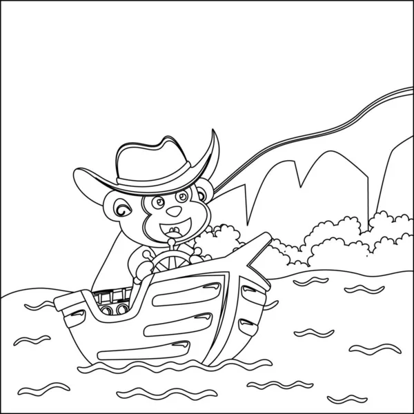 vetor ilustração do pequeno cavalo dirigindo submarino com desenho
