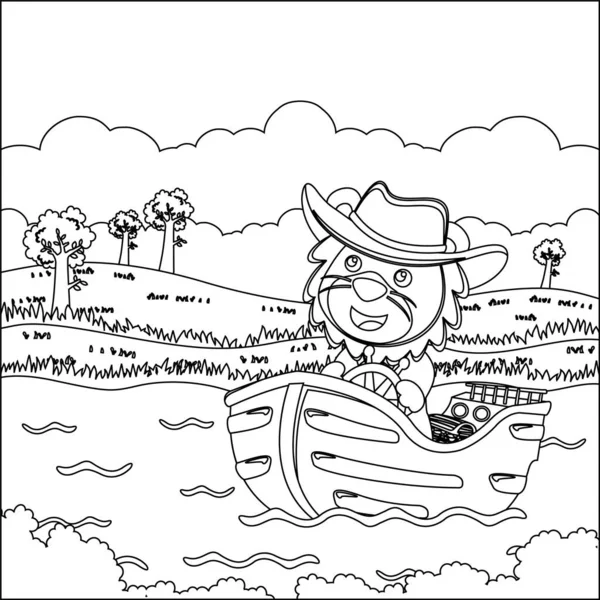 Çizgi film stili komik aslan çizgi film vektörü çizgi roman tasarımcısı, çizgi roman çizen çocuk grafiği Yetişkinler ve Çocuklar için çizim vektörü çizimi