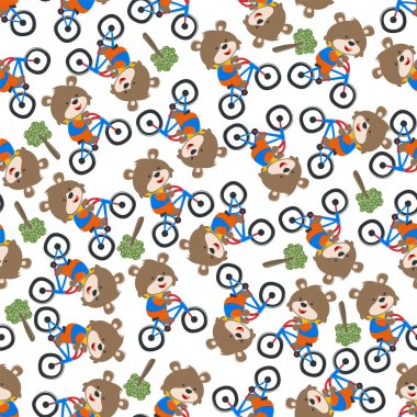 Bisiklet sürmenin kusursuz bir düzeni kumaş, tekstil, bebek odası duvar kağıdı, poster, kart, broşür için modaya uygun yaratıcı vektör arka planı. ve diğer dekorasyon.