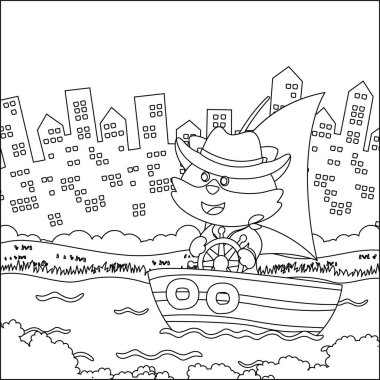 Çizgi film tarzında komik tilki çizgi film vektörü çizgi roman tasarımcısı, çizgi roman çizen çocuk grafiği Yetişkinler ve Çocuklar için çizim çizimi kitabı ya da sayfa