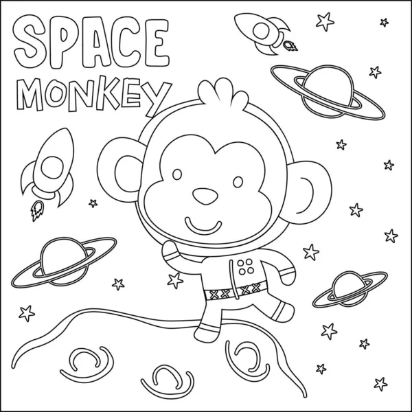 Vector Illustration Cute Cartoon Astronauts Little Animal Space Childish Design — Stock Vector