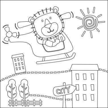 Şirin hayvan pilotunun vektör çizimi. Çocuklar için çocuksu tasarım aktivite boyama kitabı ya da sayfa.