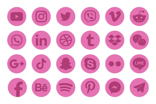 Logotipos Ícones Mídia Social Rosa Ilustração Vetorial — Vetor de Stock