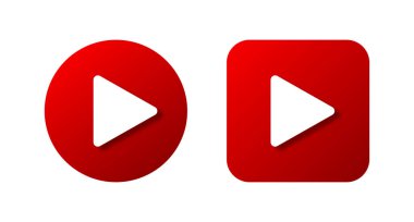 Video simgesi oynat, kırmızı düğmeler işaret vektörü. Vektör çizimi. EPS10