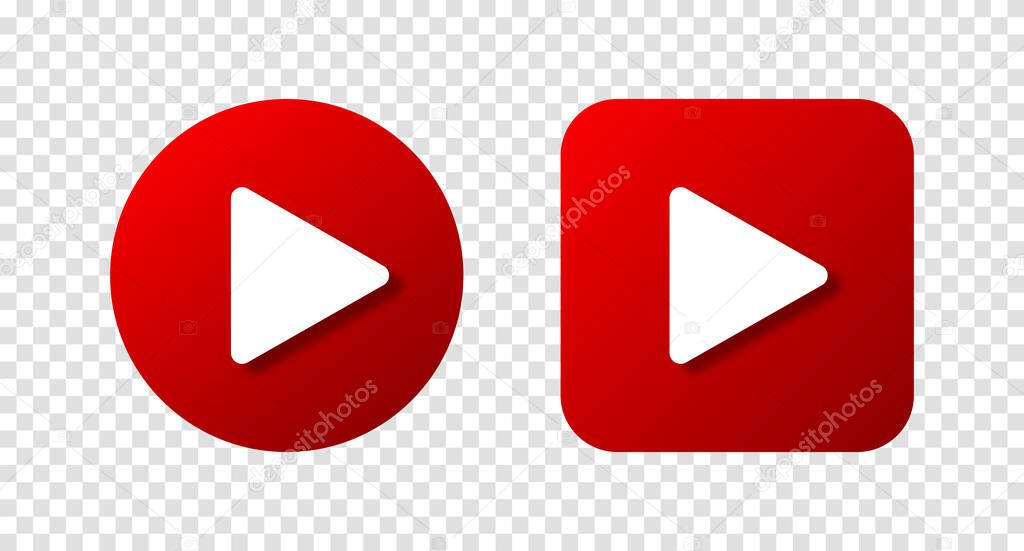 Play video icon, red buttons sign vector. Vector illustration. EPS10