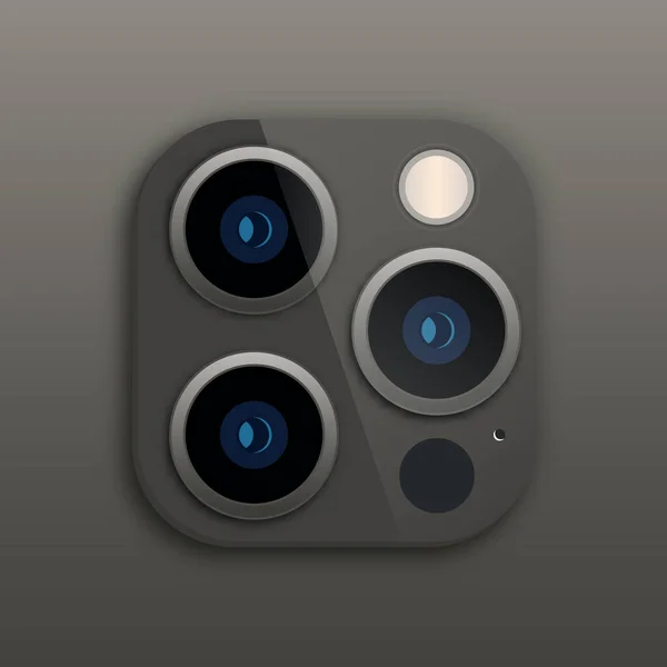 Triple Lens Camera Iphone Приклад Вектора — стоковий вектор