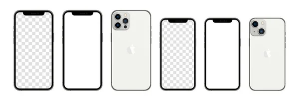 Yeni iPhone 13, Pro Max, Mini Mock-up. Vektör gerçekçi iphone ekran şablonu. Vektör illüstrasyonu
