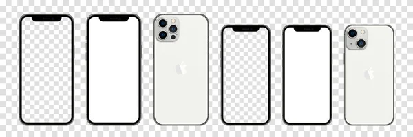 Yeni iPhone 13, Pro Max, Mini Mock-up. Vektör gerçekçi iphone ekran şablonu. Vektör illüstrasyonu