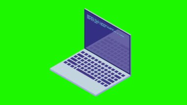 Programlama ya da Yazılım Geliştirme döngüsü kavramı. Programlama kodlu Isometric laptop. Programlama kavramı. 4K kusursuz döngü video görüntüleri.