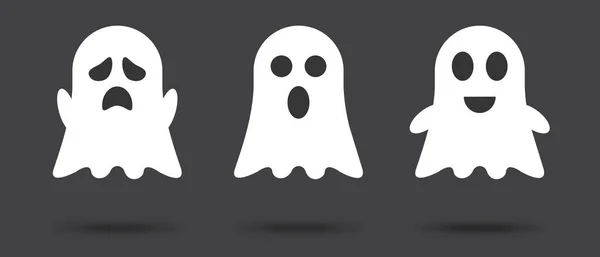 Three Cute Ghosts Ghosts Doodle Vector Illustration — Stock Vector