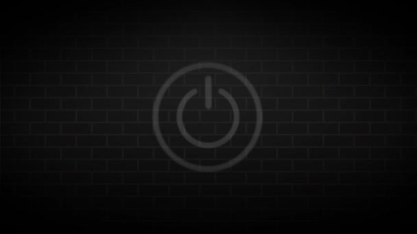 Сяюча Неонова Лінія Піктограма Кнопки Живлення Початковий Знак Відео Рух — стокове відео