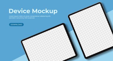 Gerçekçi tablet maketleri. Boş ekranlı modern tablet. Bilgi grafikleri veya sunum UI tasarım arayüzü için şablon. Vektör illüstrasyonu